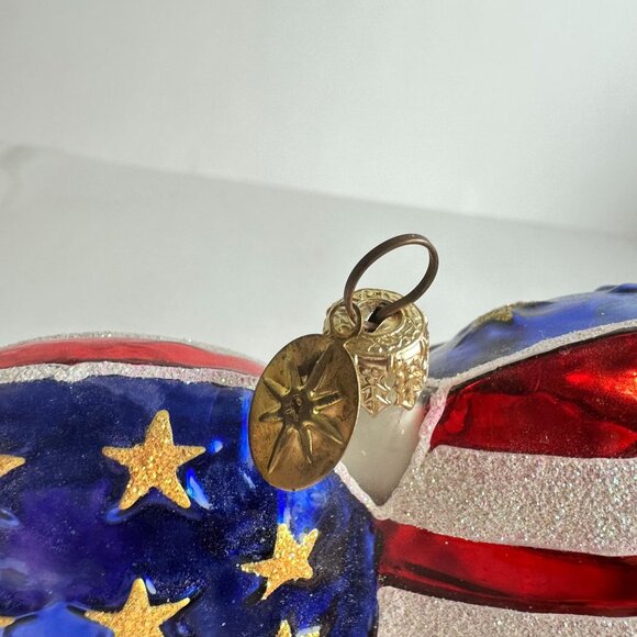 Christopher Radko Stars and Stripe 4" Heart Blown Glass Ornament American Flag - Picture 3 of 4